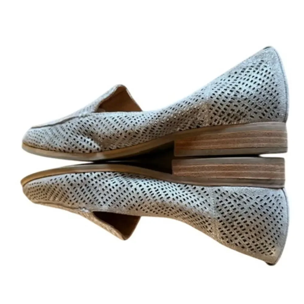 Crown Vintage Veneta Gray Perforated Loafers Women's 9.5M Slip On Flats